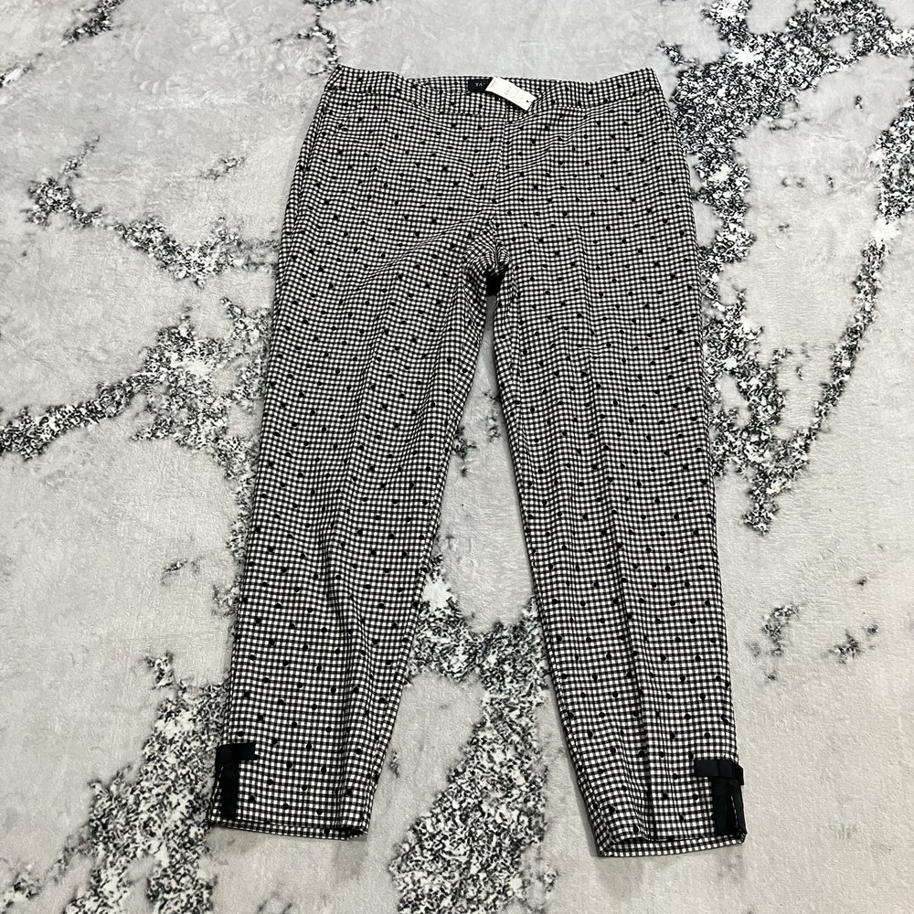 Talbots NWT Gingham Polka Dot Ankle Pants Womens Size 12 Black White Crop